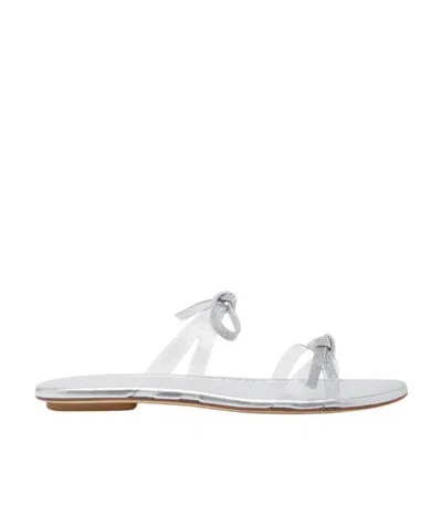 Stuart Weitzman Bow-tie Slippers In White