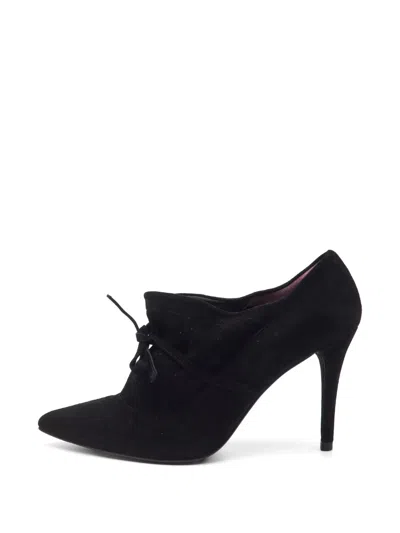 Pre-owned Stuart Weitzman Bow-detail Heeled Ankle Boots In Black