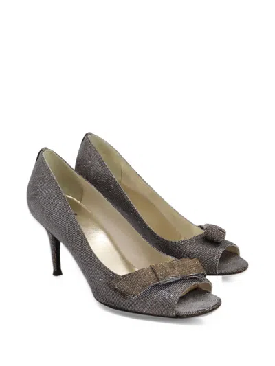 Pre-owned Stuart Weitzman Bow-detail Peep-toe Pumps In Grey