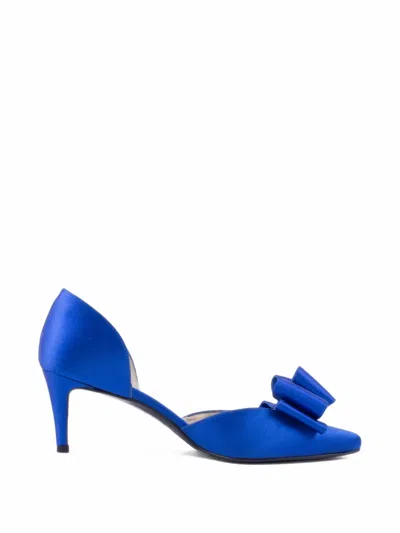Stuart Weitzman Bow-detail Pointed-toe Pumps In Blue