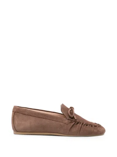 Stuart Weitzman Bow-embellishment Loafers In Brown