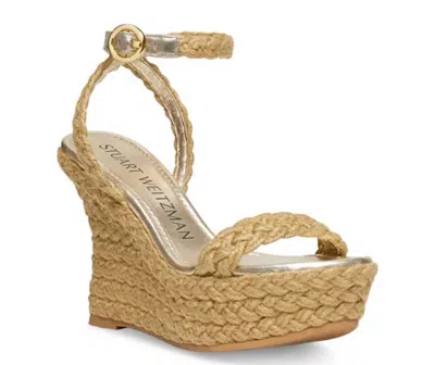 Stuart Weitzman Braida Strap Espadrille Wedge Sandals In Gold In Multi