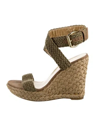 Pre-owned Stuart Weitzman Braided Accents Espadrilles In Brown