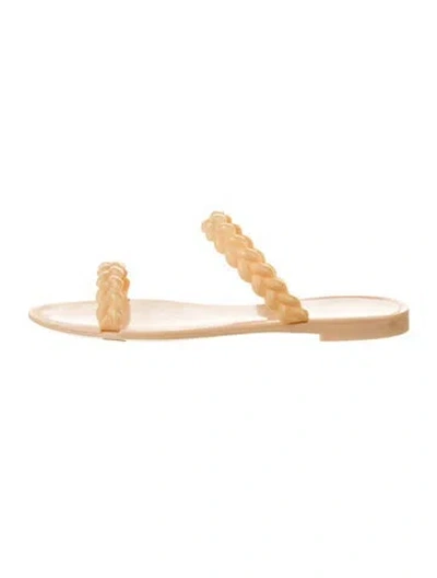 Pre-owned Stuart Weitzman Braided Accents Slides In Neutral