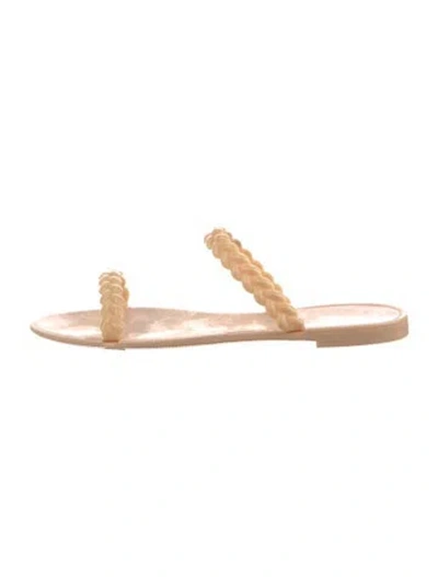 Pre-owned Stuart Weitzman Braided Accents Slides In Neutral