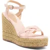 Stuart Weitzman Braided Platform Espadrille Wedge Sandal In Rosewater