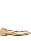 Stuart Weitzman Bria Bow Ballet Flat In Gold