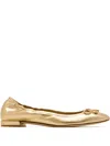 Stuart Weitzman Bria Bow Ballet Flat In Gold