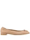 Stuart Weitzman Bria Leather Bow Ballerina Flats In Neutrals