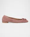 Stuart Weitzman Bria Corduroy Bow Ballerina Flats In Black