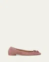 Stuart Weitzman Bria Corduroy Bow Ballerina Flats In Desert Rose
