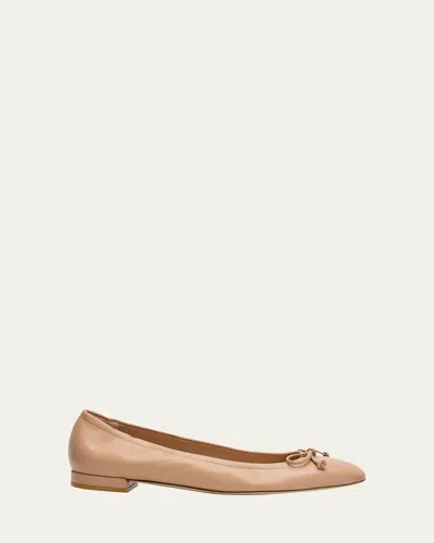 Stuart Weitzman Powder Pink Leather Bria Ballerinas In Adobe