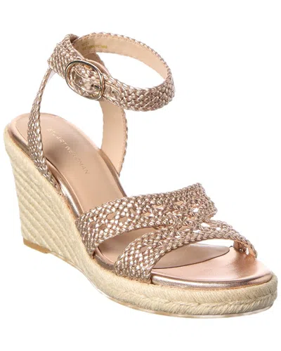 Stuart Weitzman Briar Leather Espadrille Wedge In Gold