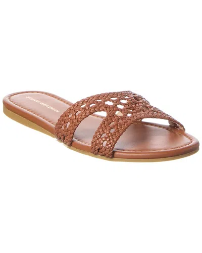 Stuart Weitzman Briar Slide Leather Sandal In Brown
