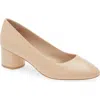 Stuart Weitzman Bridget Block Pump In Golden Beige