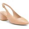 Stuart Weitzman Bridgt 50 Leather Slingback Pump In Golden Beige