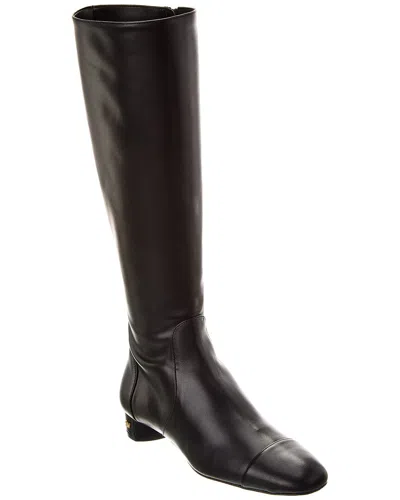 Stuart Weitzman Bridget Zip Leather Knee-high Boot In Black