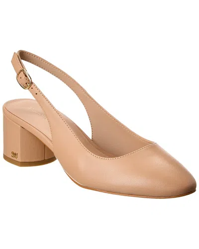 Stuart Weitzman Bridgt 50 Leather Slingback Pump In Beige