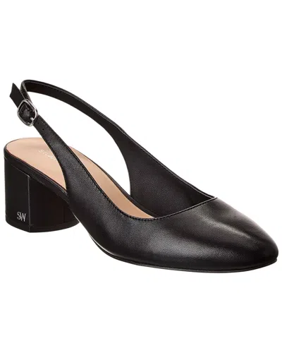 Stuart Weitzman Bridgt 50 Leather Slingback Pump In Black