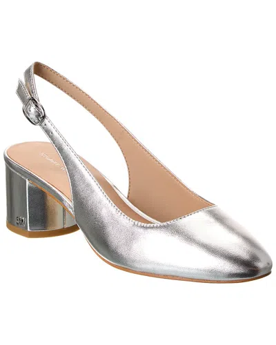 Stuart Weitzman Bridgt 50 Leather Slingback Pump In Silver