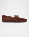 Stuart Weitzman Britt Bow Suede Loafers In Brown