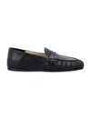 Stuart Weitzman Almond Toe Leather Loafer With Textured Detailing