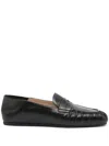 Stuart Weitzman Almond Toe Leather Loafer With Textured Detailing