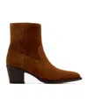 Stuart Weitzman Suede Block Heel Ankle Boots In Brown