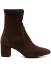 Stuart Weitzman Suede Ankle Length Block Heel Boots In Brown