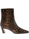 Stuart Weitzman Stassi 50 Snake-effect Leather Ankle Boots In Brown