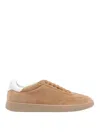 Stuart Weitzman Men's Banner Suede Wingtip-toe Low-top Sneakers In Marrón