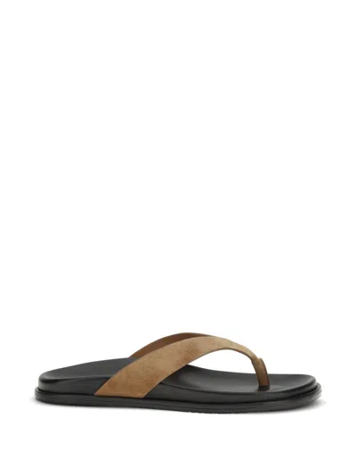 Stuart Weitzman Suede Strap Flat Sole Open Toe Slides In Yellow