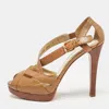 Stuart Weitzman Brown Leather Ankle Strap Peep Toe Sandals In Brown