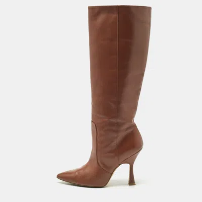 Pre-owned Stuart Weitzman Brown Leather Knee High Boots Size 40