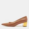 Stuart Weitzman Brown Leather Pointed Toe Block Heel Pumps In Brown