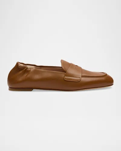 Stuart Weitzman Bryant Leather Penny Loafers In Brown