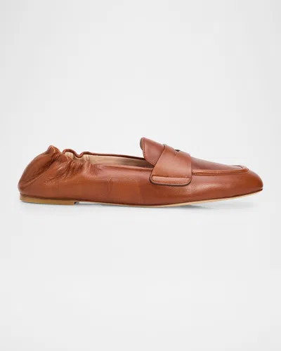 Stuart Weitzman Bryant Leather Penny Loafers In Brown