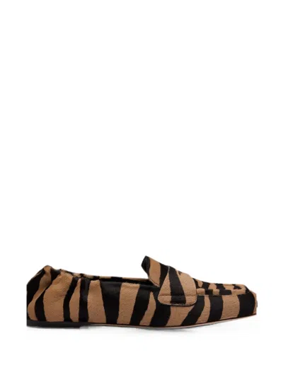 Stuart Weitzman Printed Calf Hair Bryant Loafers In White
