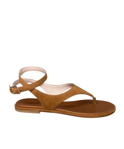 Stuart Weitzman Buckle Flat Sandals In Brown