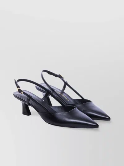 Stuart Weitzman Buckle Mid Heel Pointed Slingback Smooth In Blue
