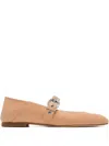 Stuart Weitzman Buckle-strap Eyelet Ballet Flats In Gold