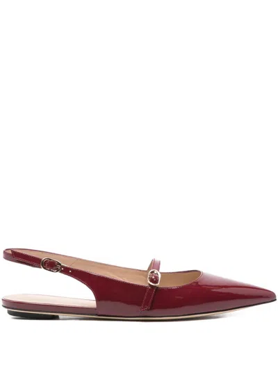 STUART WEITZMAN STUART WEITZMAN BURGUNDY CALFSKIN BALLERINA FLAT