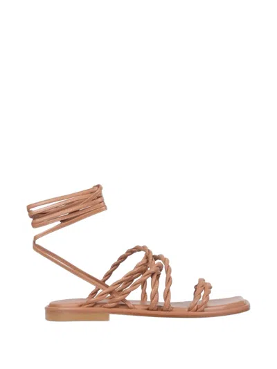 Stuart Weitzman Calypso Lace-up Braided Leather Flat Sandals In Multi