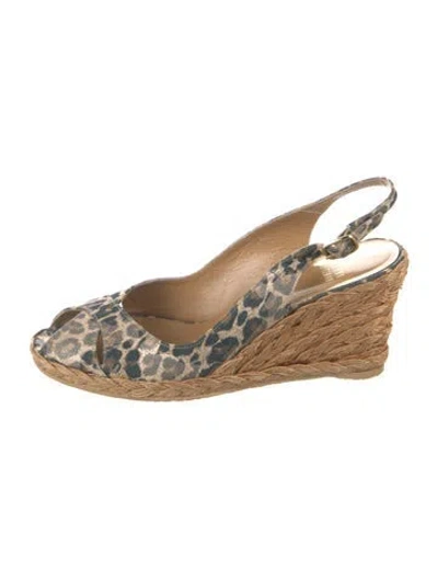 Pre-owned Stuart Weitzman Canvas Animal Print Espadrilles In Neutral