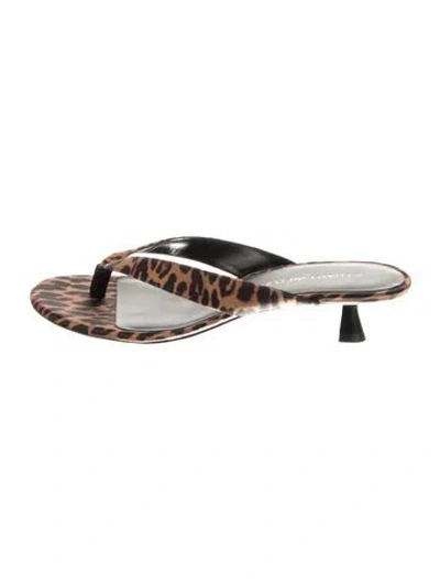 Pre-owned Stuart Weitzman Canvas Animal Print Flip Flops W/ Tags In Brown