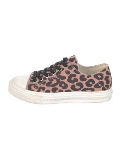 Pre-owned Stuart Weitzman Canvas Animal Print Sneakers In Pink