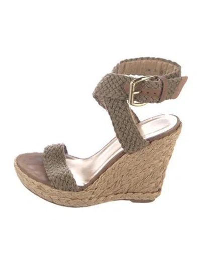 Pre-owned Stuart Weitzman Canvas Braided Accents Espadrilles In Neutral