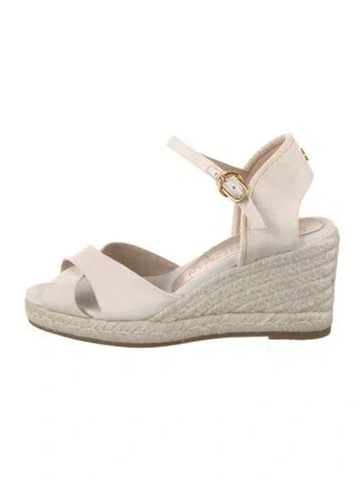 Pre-owned Stuart Weitzman Canvas Braided Accents Espadrilles In Neutrals/white