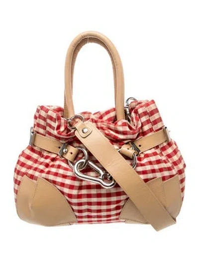 Pre-owned Stuart Weitzman Canvas Bucket Bag In Red