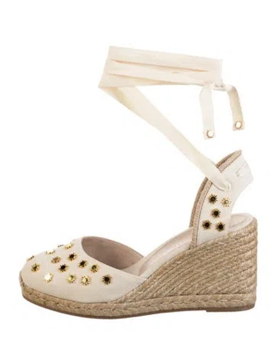 Pre-owned Stuart Weitzman Canvas Colorblock Pattern Espadrilles In Neutral
